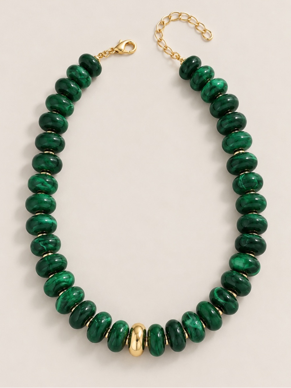 New! Green Marbled Beaded Dopamine Statement Necklace NWOT